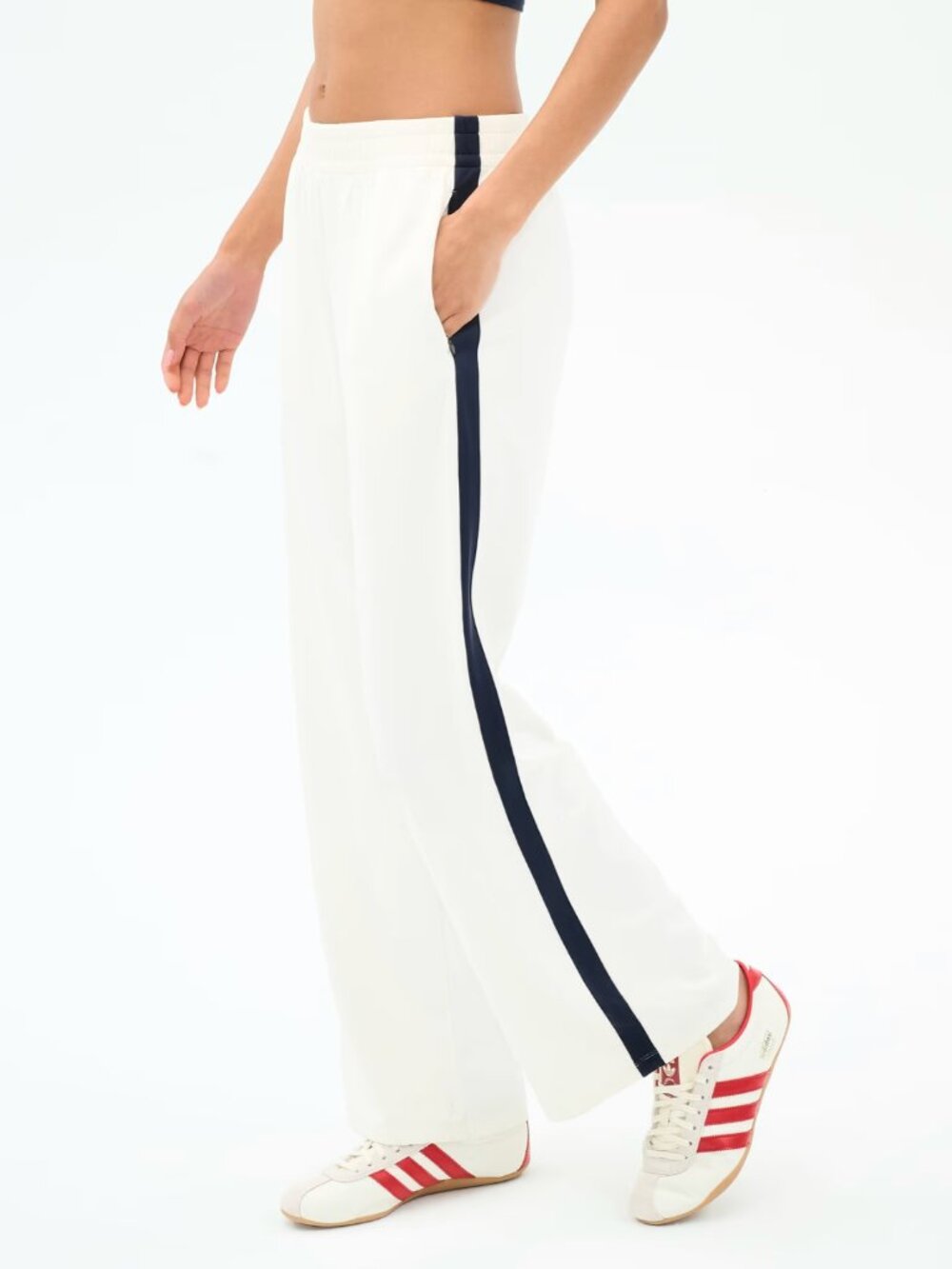 SPLITS59 Maxie Rigor Track Pant Wide Leg in White / Indigo Blue Small $178